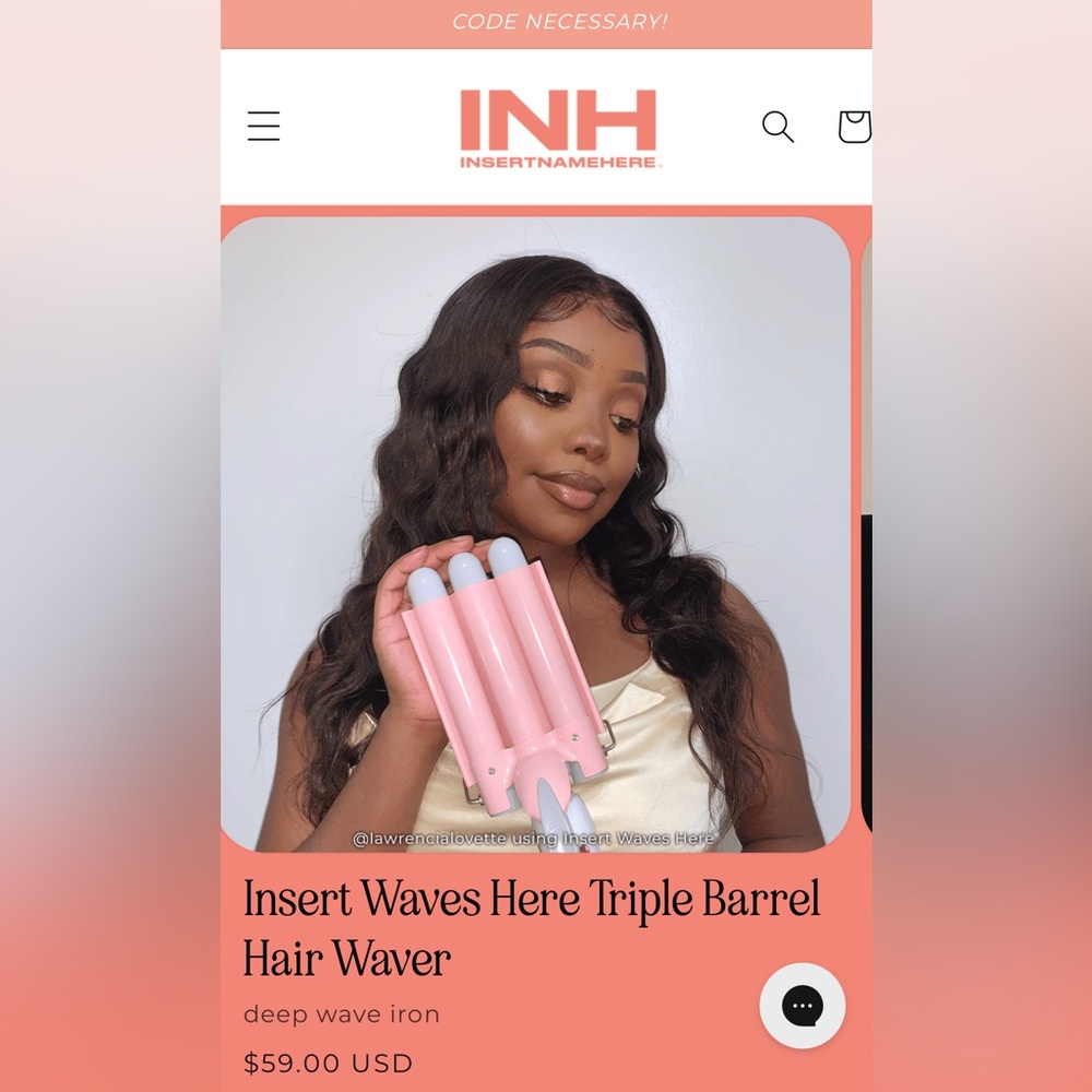 INH Pink Hair Triple Barrel Hair Waver curling iron